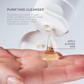 Medik8 foam dispensed onto skin to show lightweight texture and quick rinse-off benefit