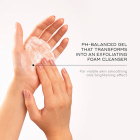 Medik8 texture close-up of gentle foaming gel illustrating smooth lather and soft exfoliation