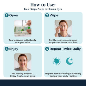 MEDIVIZ wipe being used along lashline to remove makeup and debris effectively