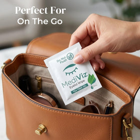 MEDIVIZ ingredient label close-up showing tea tree oil and gentle, preservative-free formula