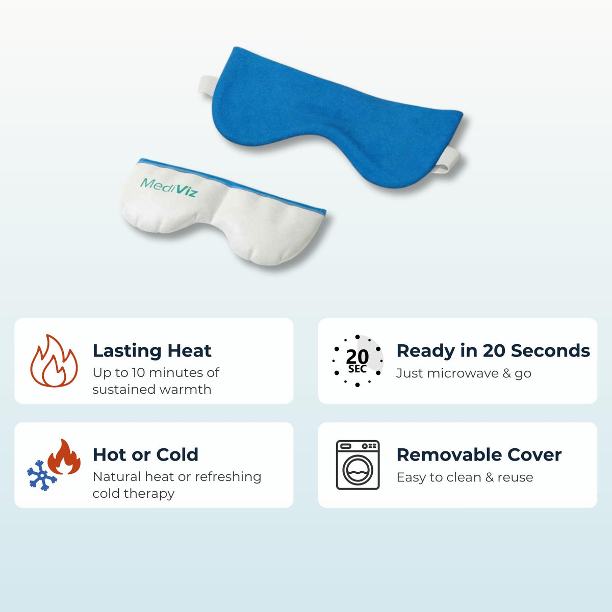 MEDIVIZ eye mask on user demonstrating relaxed fit and soothing comfort