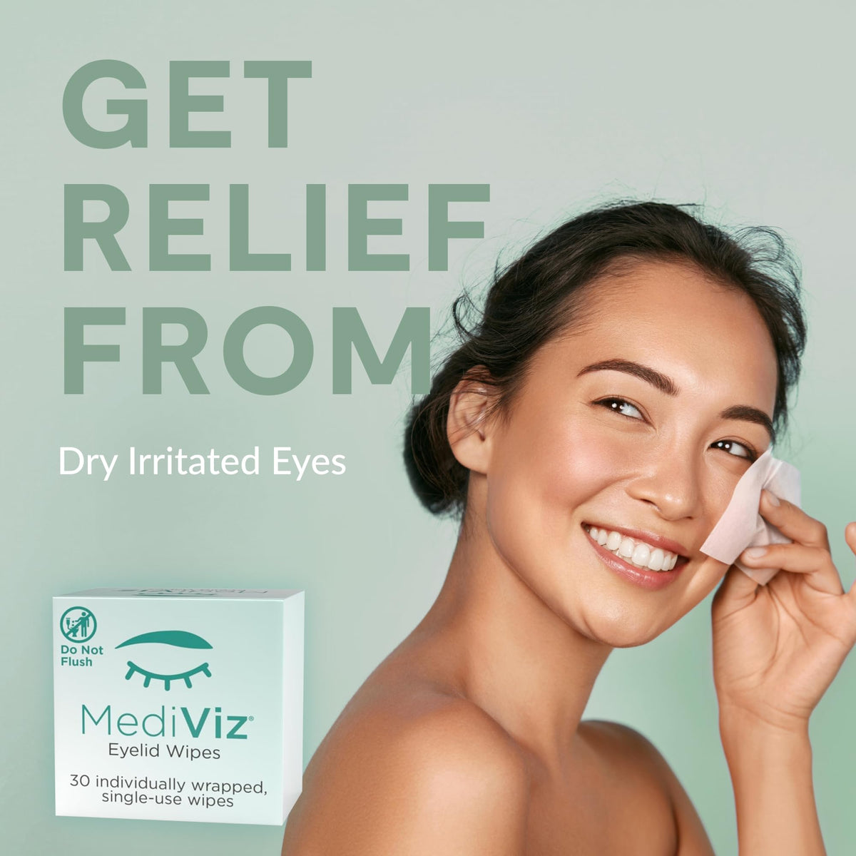 MEDIVIZ single towelette removed from packet demonstrating convenient hygiene