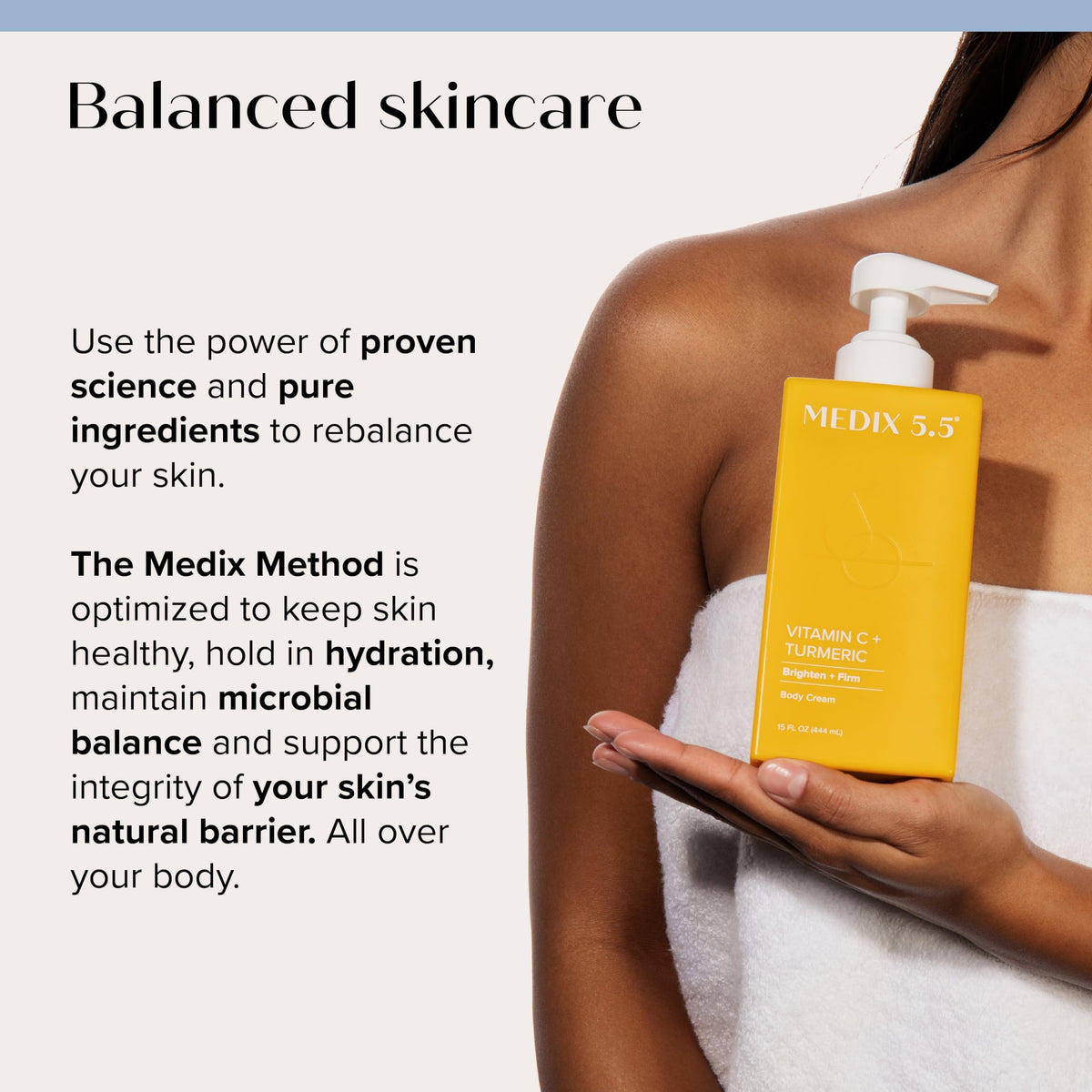 MEDIX 5.5 application mock before and after on arm illustrating firmer, smoother-looking benefit
