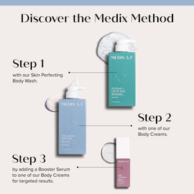 Medix 5.5 before and after texture demonstration showing improved skin appearance