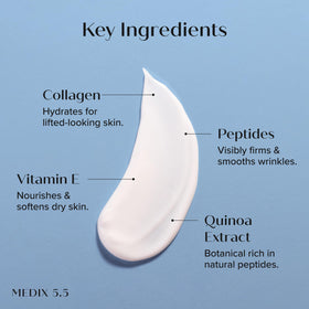Medix 5.5 cream applied to leg demonstrating hydration and smoothing