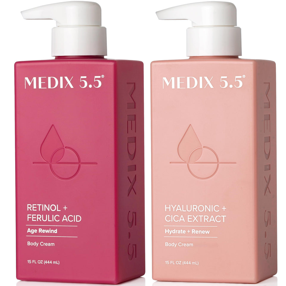 Medix 5.5 front packaging of 2pc set showing products and benefits