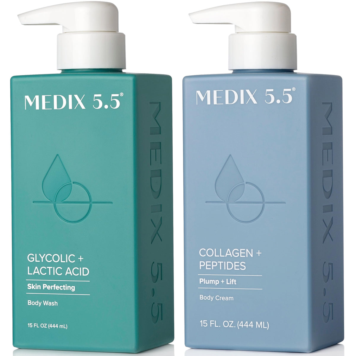 Medix 5.5 front packaging showing both cleanser and collagen cream for effective skincare