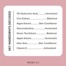 Medix 5.5 label close-up showing dermatologist-tested and fragrance-free marks