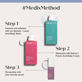 Medix 5.5 before-and-after arm comparison showing improved texture