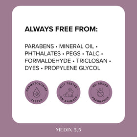 medix 5.5 product packaging box showing storage and ingredient information benefit