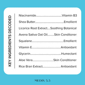 Medix 5.5 cream dispensed on hand showing non-greasy hydration benefit