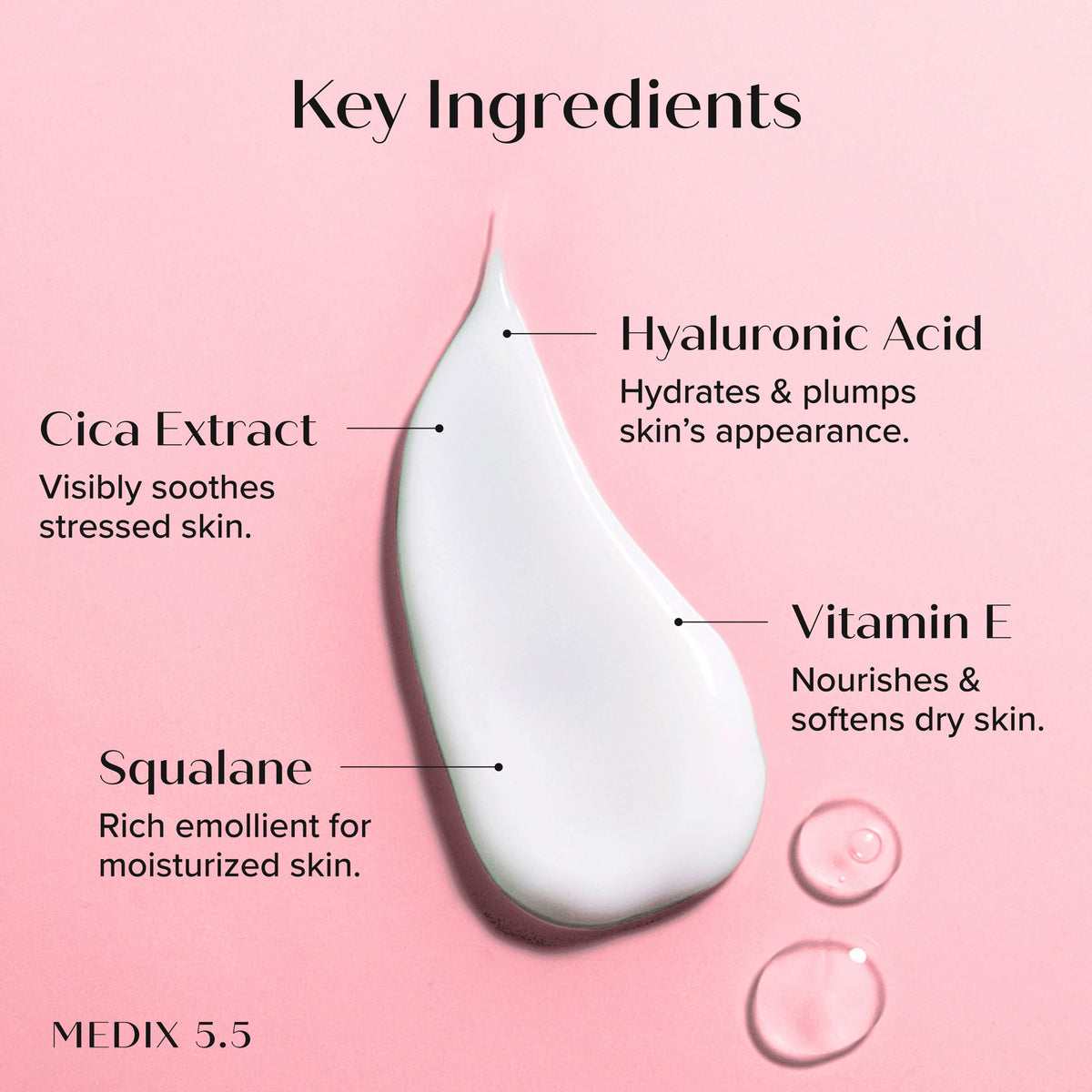 Medix 5.5 cream texture close-up showing smooth moisturizing feel