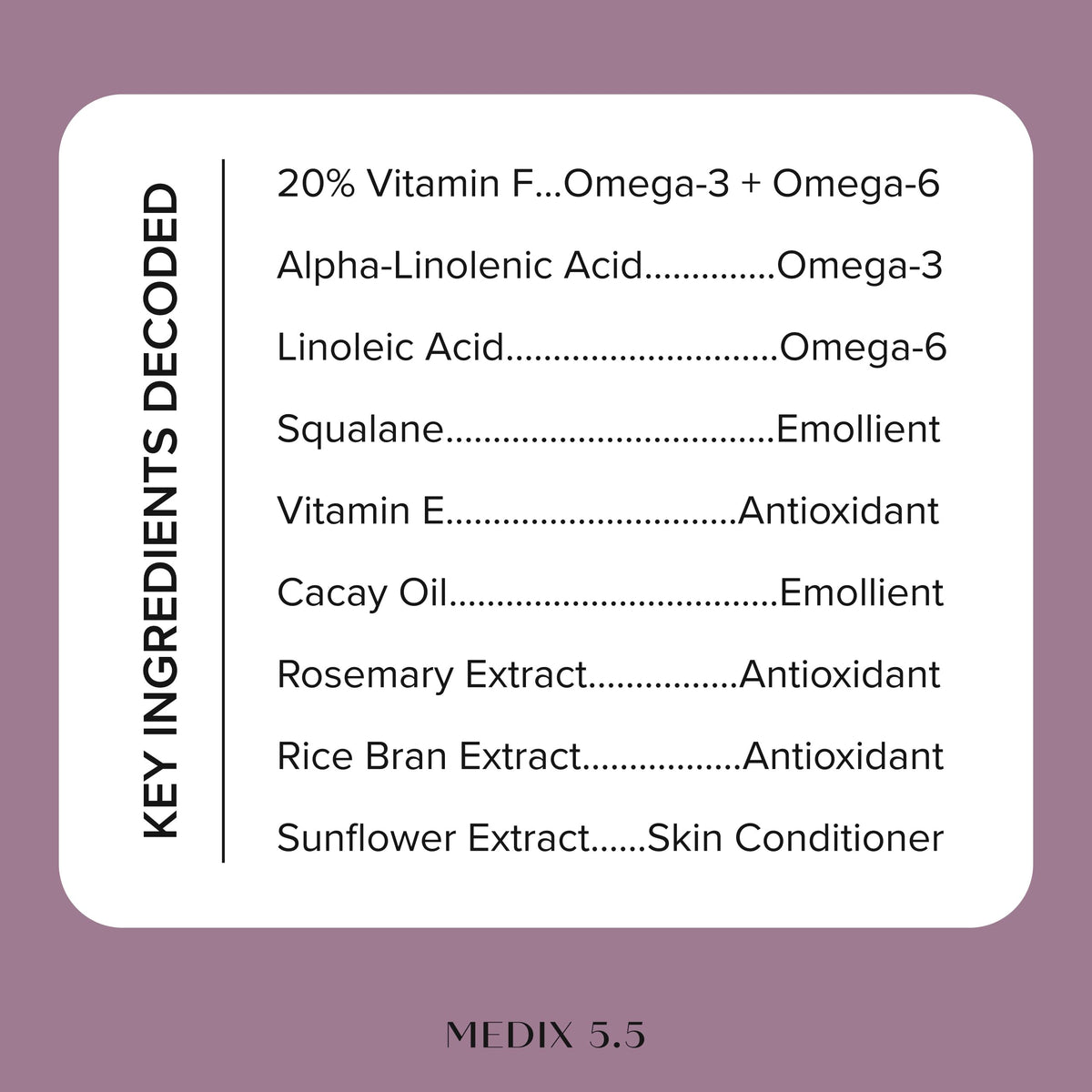 medix 5.5 oil texture in palm showing lightweight finish and quick absorption benefit