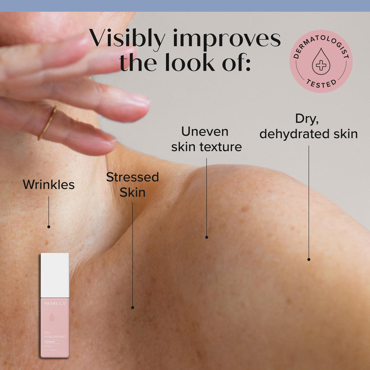 medix hydrating gel being dispensed from pump showing easy application benefit