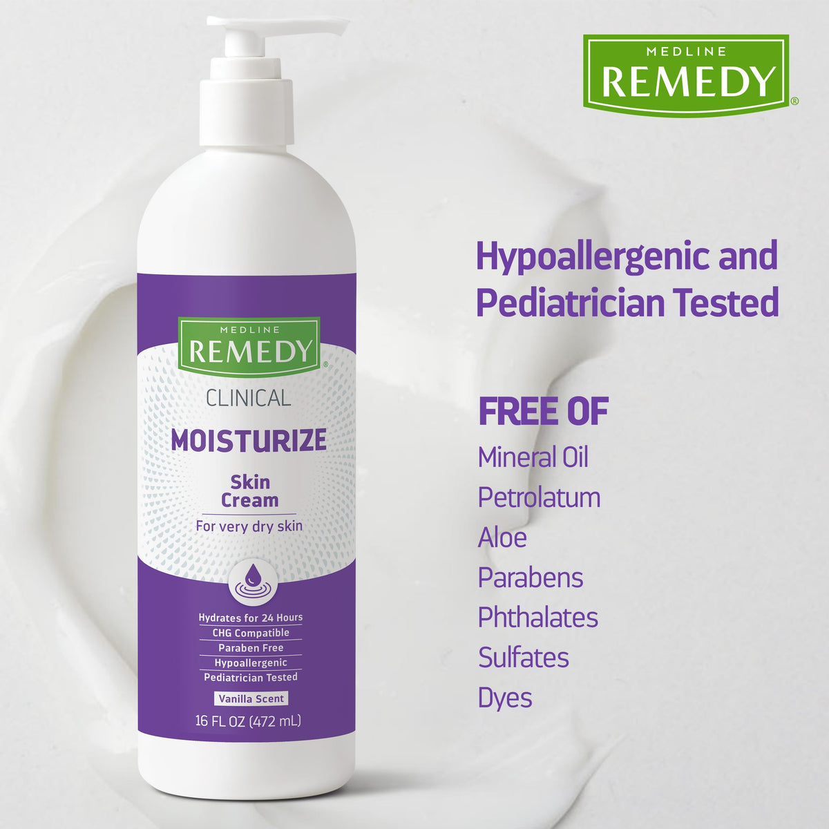 Medline Remedy cream texture close-up showing quick-absorb formula