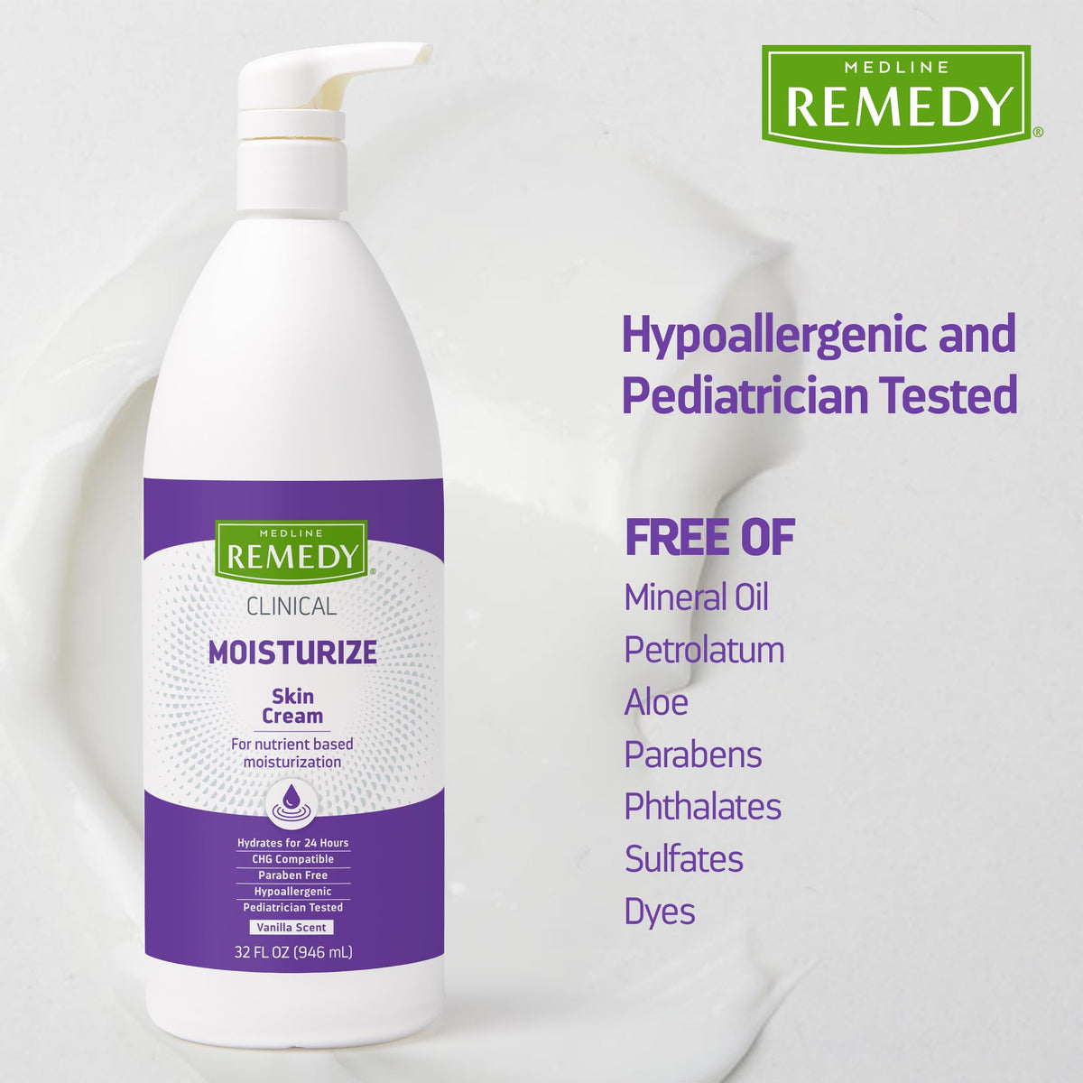 Medline Remedy label details showing CHG compatibility and ingredient callouts