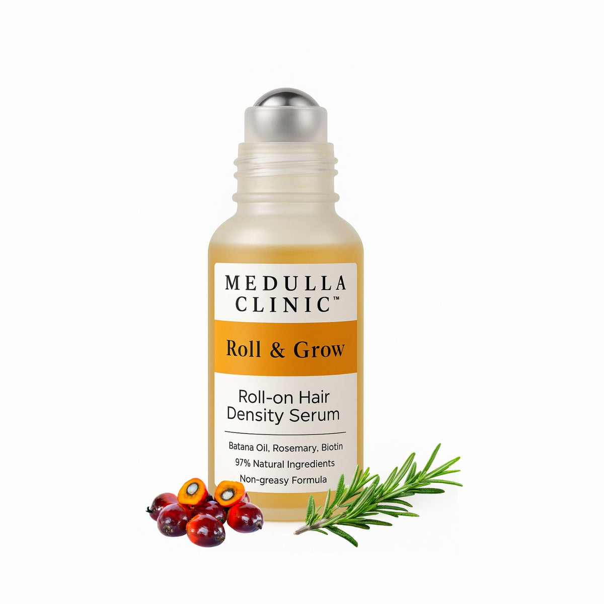 Medulla Clinic front packaging showing roll-on bottle and benefits