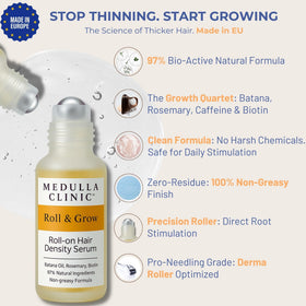 Medulla Clinic roller ball close-up demonstrating precise scalp contact