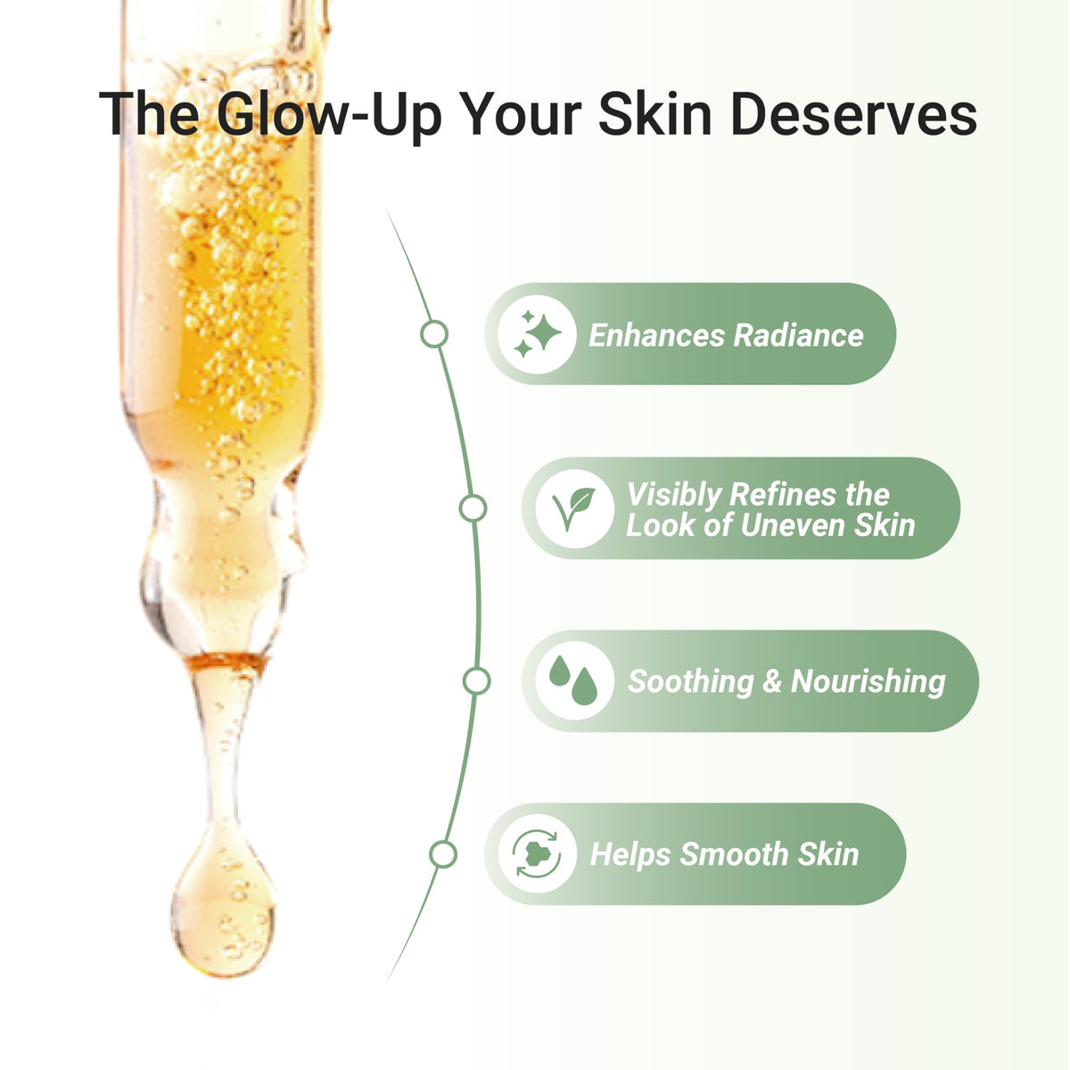 Meebak dropper dispensing serum showing lightweight texture and absorption