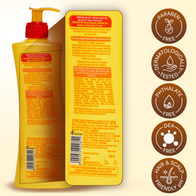Meera shampoo texture pouring to show creamy lather and nourishing feel