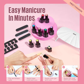 MEFA lamp in use curing gel polish quickly and conveniently