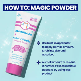 Megababe used on feet next to shoes to control sweat and odor