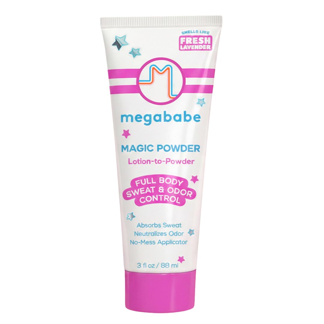 Megababe front packaging showing magic powder stay-dry benefit
