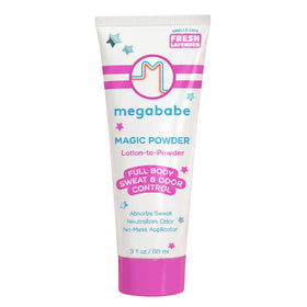 Megababe front packaging showing magic powder stay-dry benefit