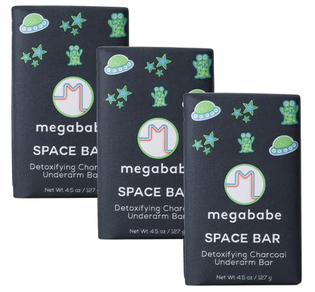 Megababe Space Bar front packaging showing branding and three-pack convenience