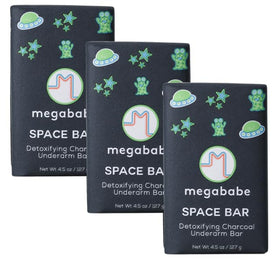 Megababe Space Bar front packaging showing branding and three-pack convenience