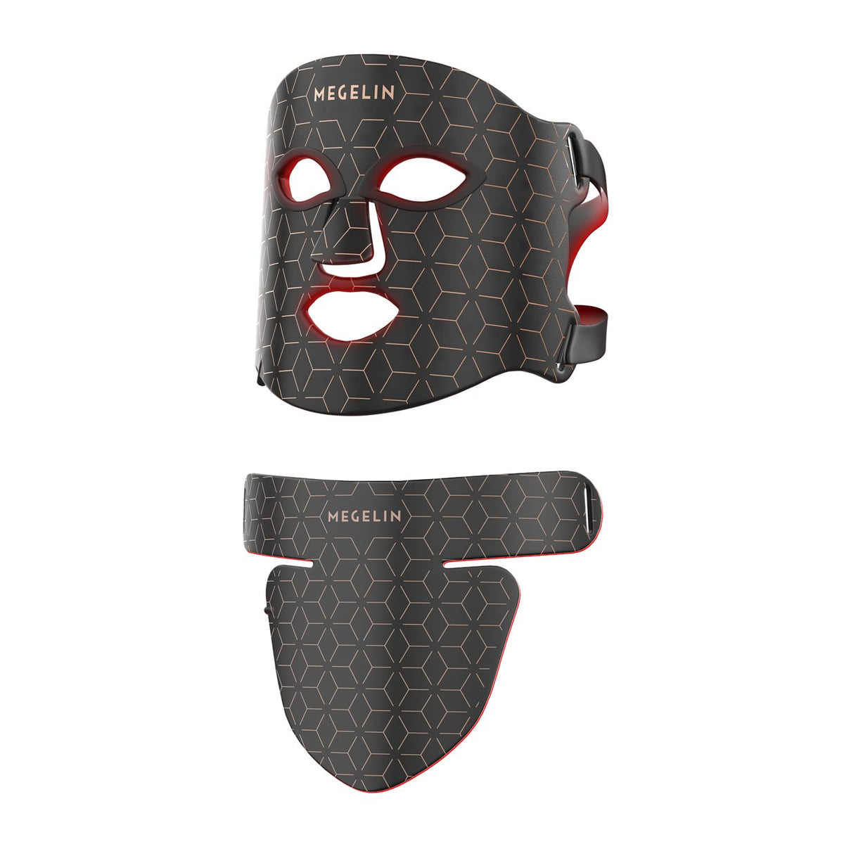 MEGELIN front view mask showing full-face coverage and easy setup benefits