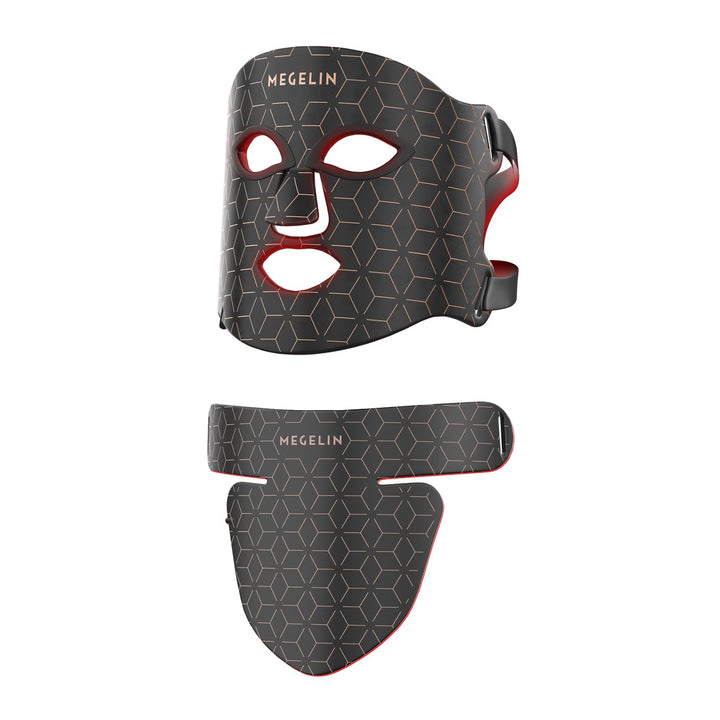 MEGELIN front view mask showing full-face coverage and easy setup benefits