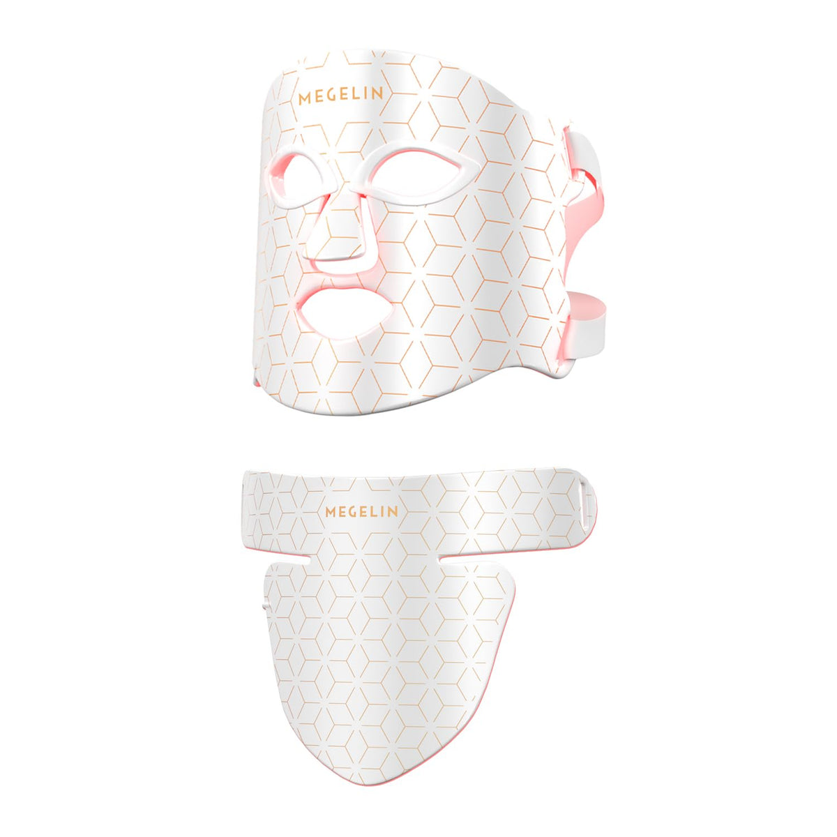 MEGELIN front view of LED face and neck mask showing full coverage and comfort