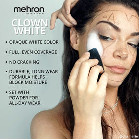 Mehron beside applicator sponges illustrating easy patting technique