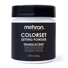 Mehron Colorset translucent jar front view showing compact professional packaging and brand