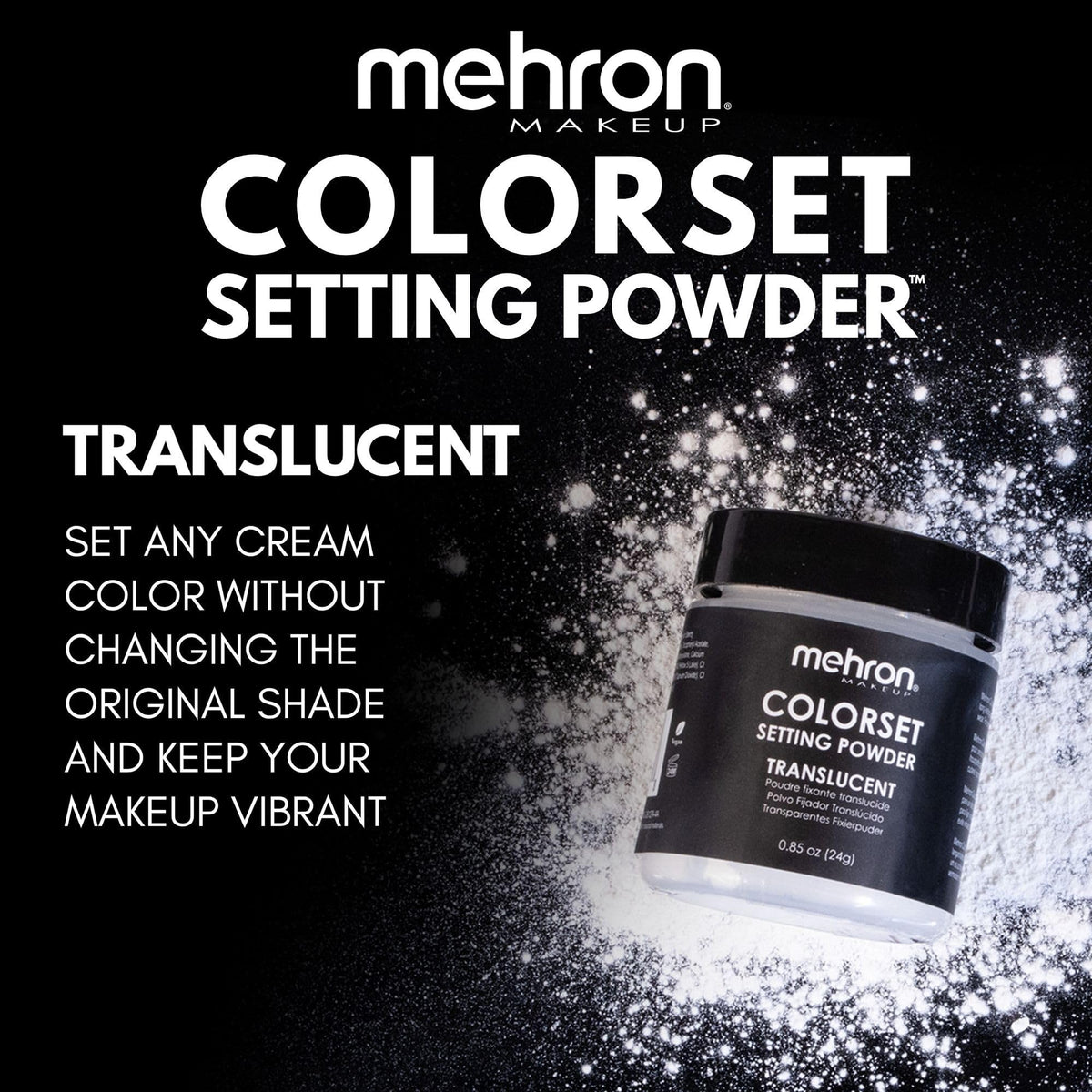 Cosplayer wearing Mehron Colorset translucent over cream paint showing longer wear benefit