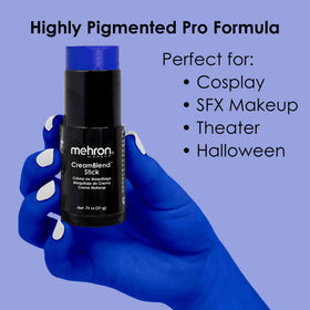 Mehron CreamBlend Stick blue painted on arm showing even body coverage