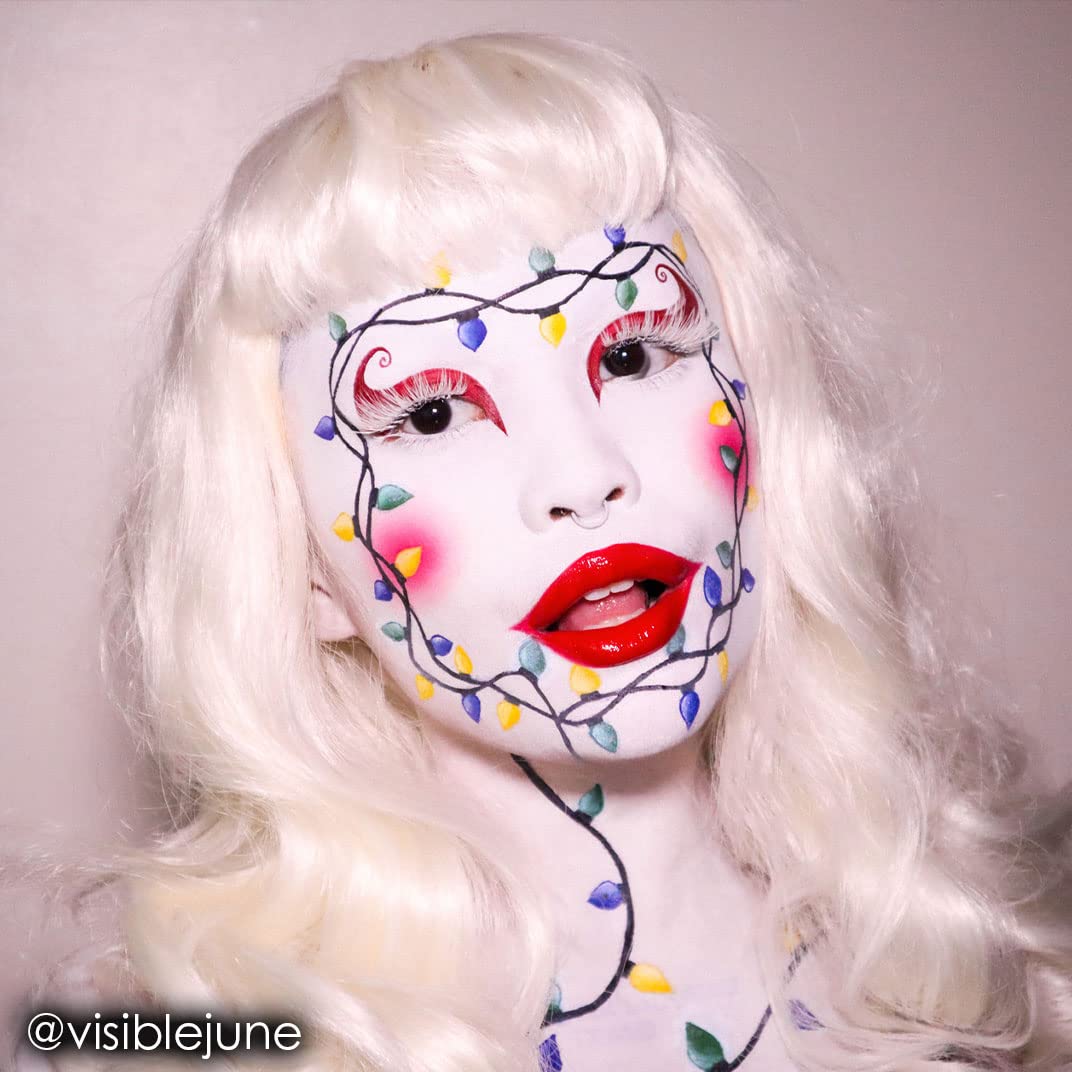 Mehron CreamBlend Stick applied on face demonstrating opaque white coverage