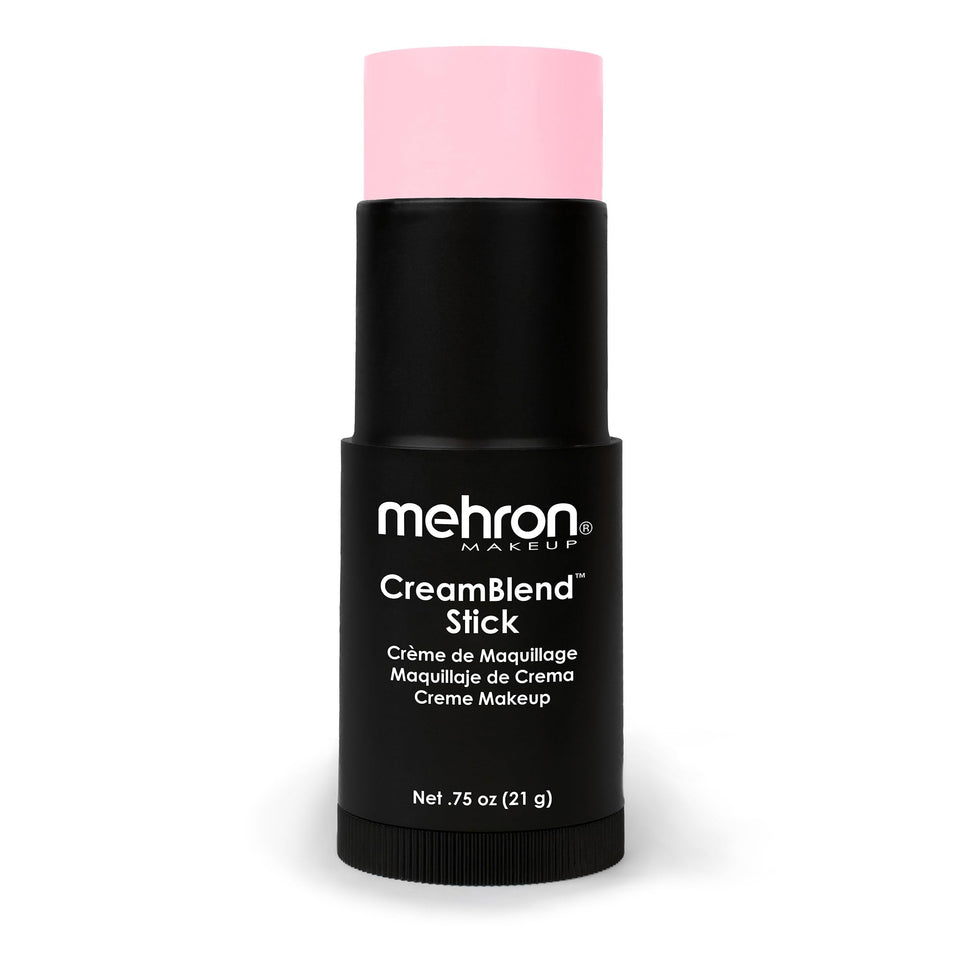 Mehron CreamBlend stick front packaging showing pastel pink shade and compact size