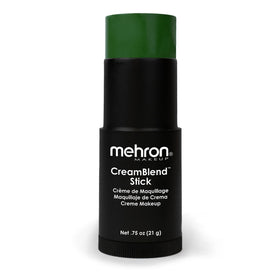 Mehron CreamBlend stick front packaging showing green shade and compact size benefit