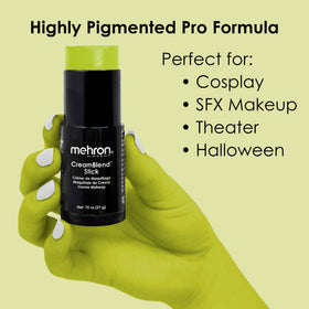 Mehron CreamBlend Stick detailed eye contour using Ogre Green for dramatic effect