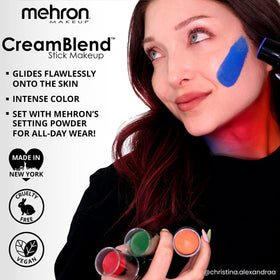Mehron CreamBlend Stick held in hand for size comparison and portable convenience