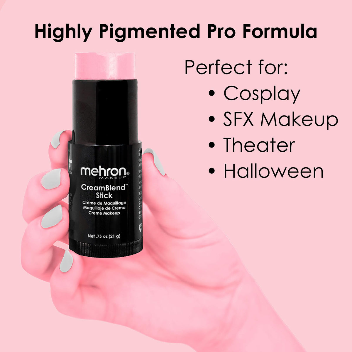 Mehron CreamBlend stick texture close-up showing smooth pigment and creamy finish