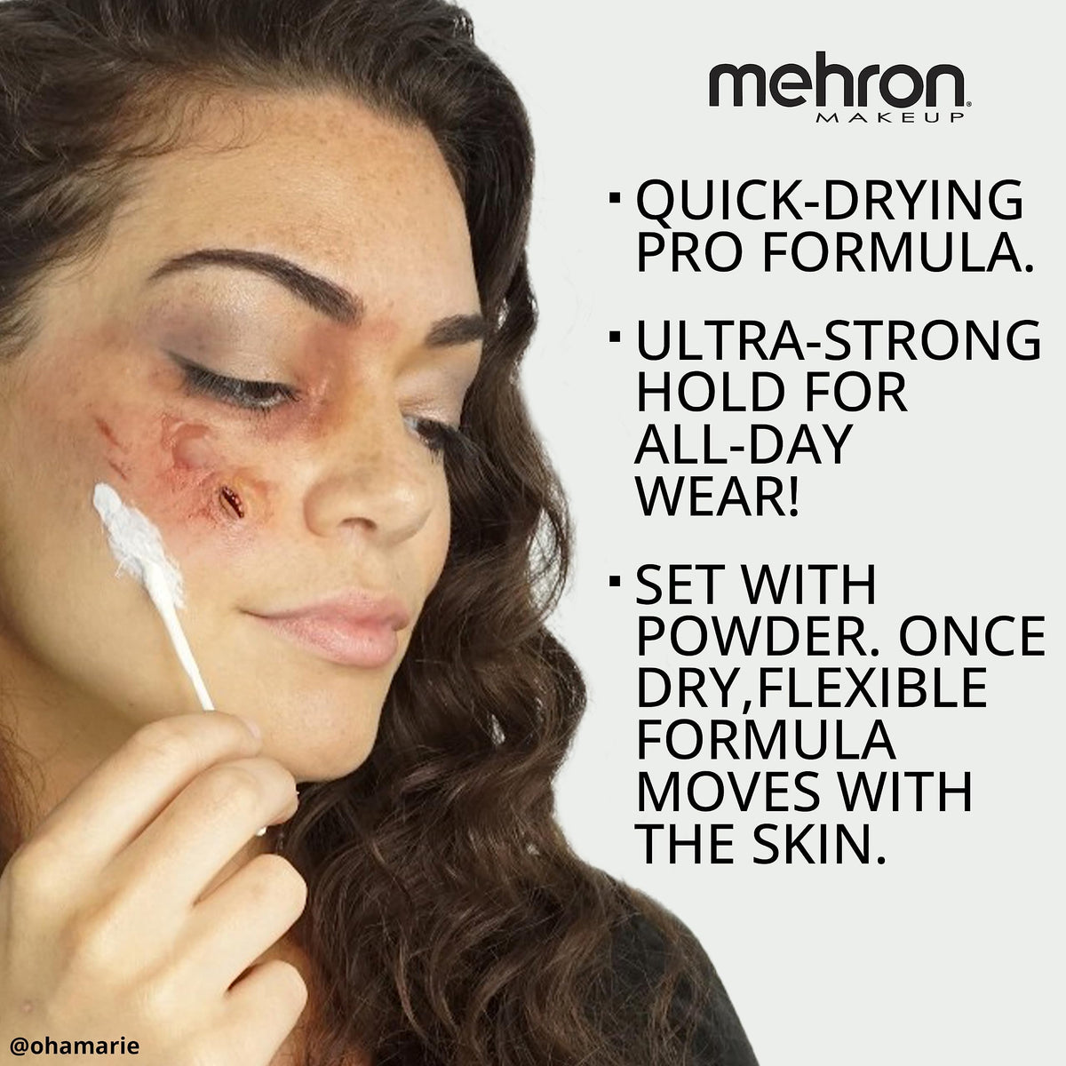 Mehron layered latex creating 3D scar texture for realistic SFX benefit
