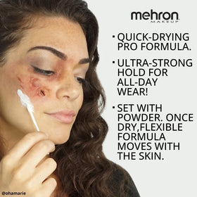 Mehron layered latex creating 3D scar texture for realistic SFX benefit