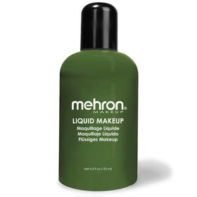 Mehron bottle front view showing label and green paint, professional product clarity