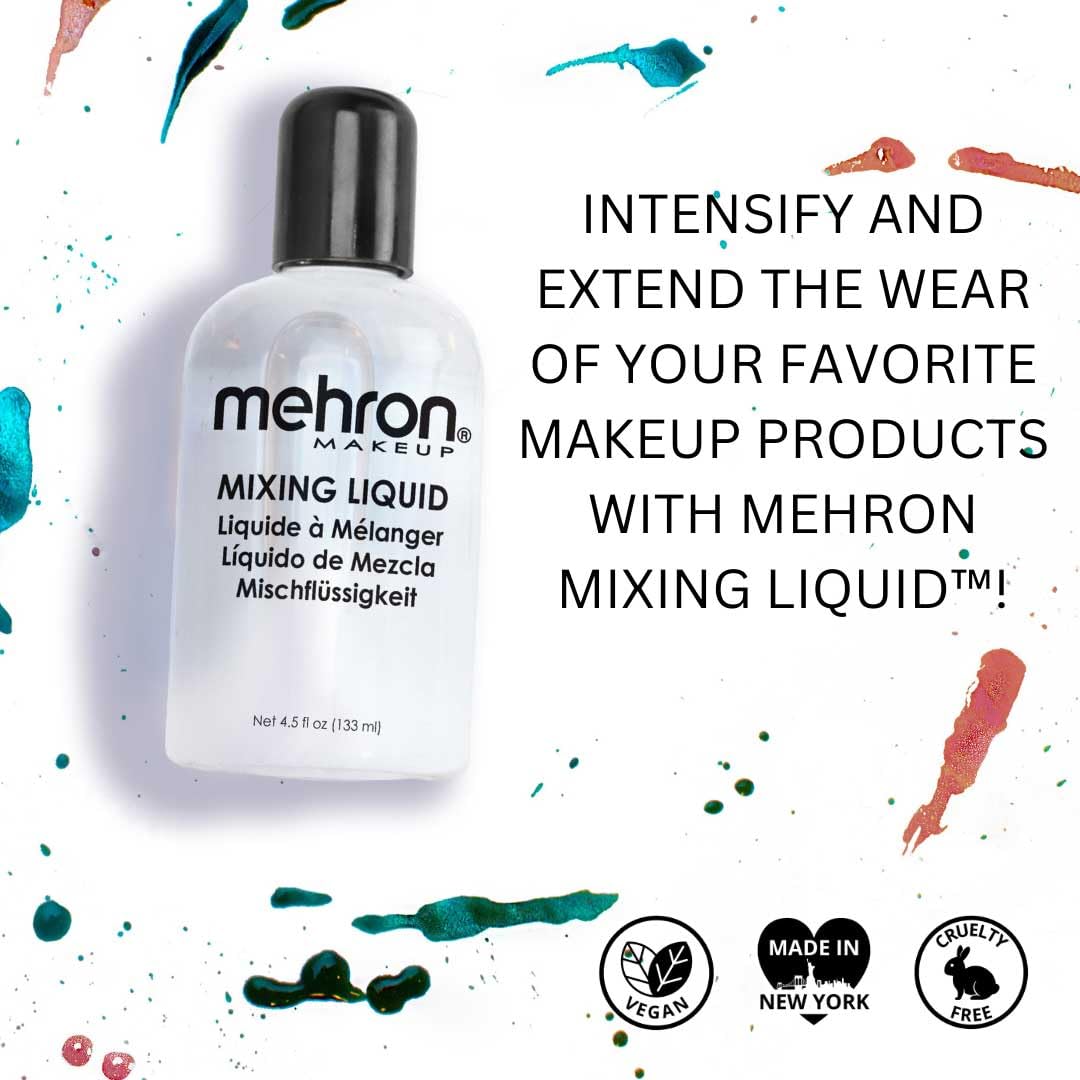 Mehron mixing liquid texture on palette for blending pigments and consistency