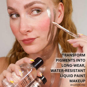 Mehron mixing liquid mixed with pigment creating long-wear eyeliner or paint
