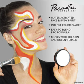 Mehron Paradise Makeup AQ red applied with sponge demonstrating easy application benefit