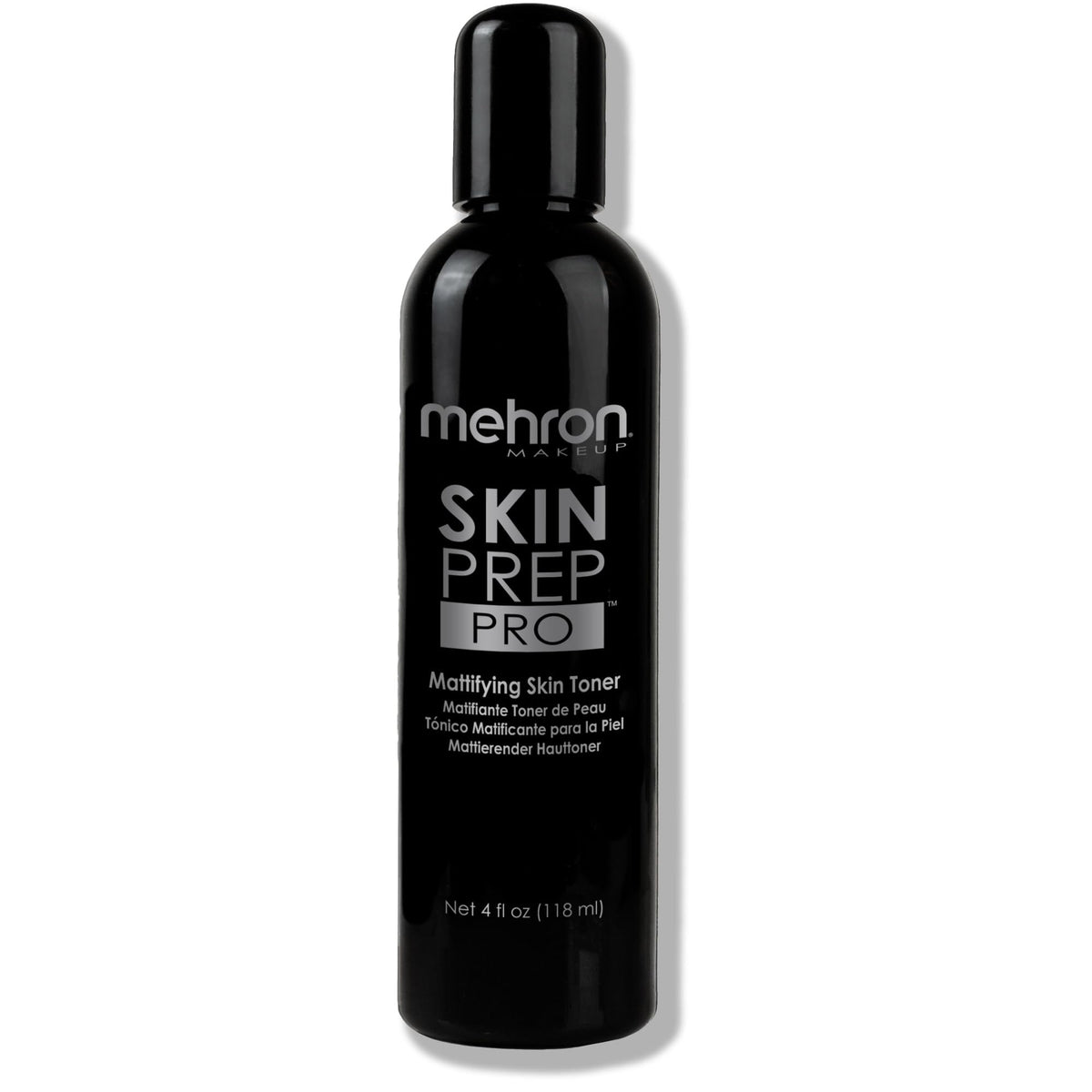Mehron front bottle showing product and clear matte packaging benefit